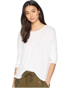 Splendid Zander Long Sleeve Cotton Modal Slub Easy Crew Tee | Shirts & Tops